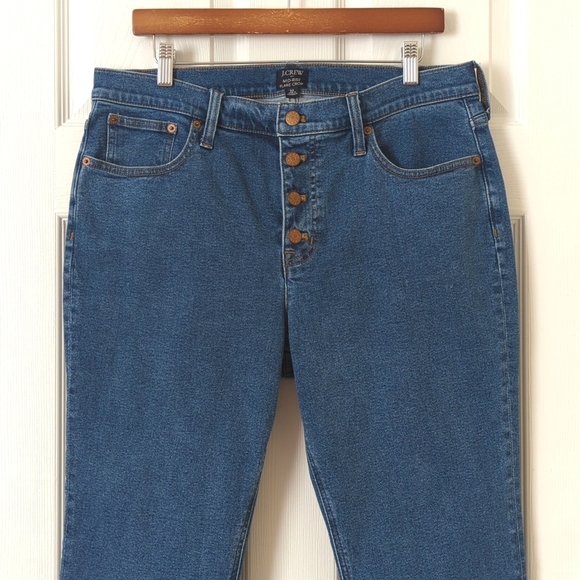 J. Crew Classic Medium Wash Mid Rise Button Fly Flared Ankle Cropped Jeans 32 - Picture 2 of 15
